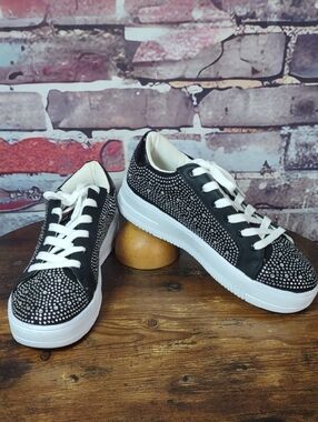 Ecko Unlimited Red "Amelia" Rhinestone Studded Platform Sneakers